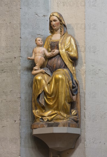 Constance, Minster, Gothic Madonna on the crossing pillar, poplar wood around 1270