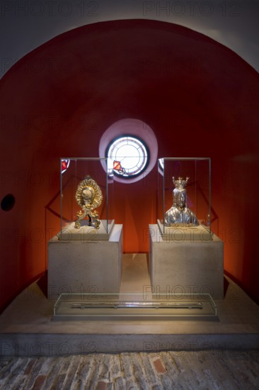 Treasury with relics of St Walburga (staff and skull), St, Saint, Saint