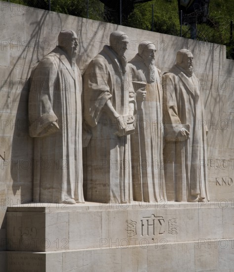 International monument to the Reformation with monumental figures of Guillaume Farel, John Calvin,