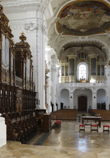 Choir organ by Johann Nepumuk Holzhey, in the background the main organ, St., Sankt, Saint
