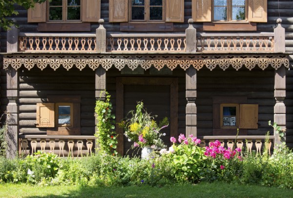Half-timbered house with front log facade, built 1825-1827 based on a drawing by Carlo Rossi,