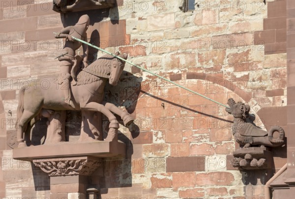 Basel, Cathedral (Basel Minster), west façade, St George fighting the dragon
