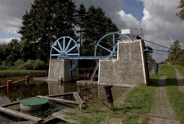 Rollberg (inclined planes), on which the ships are transported overland on rail wagons using a