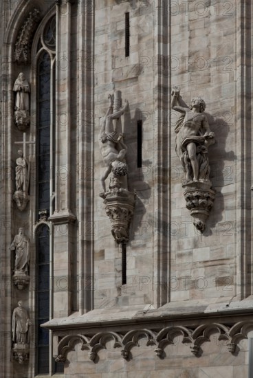 Built from 1386, south transept gable with sculptures and tracery frieze from various eras, St.,
