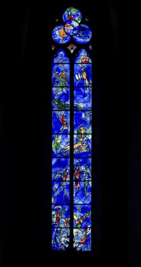 Window by Marc Chagall in the choir, created from 1978, St., Sankt, Saint