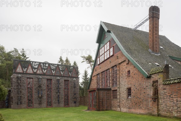 Jesteburg, Bossard art centre, studio house, built 1912-1914 by Johann Michael Bossard, on the left