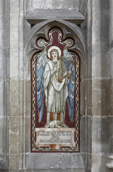 Opus sectile mosaic angel with harp in the north aisle (1913) Glass and mother-of-pearl, St., St.,