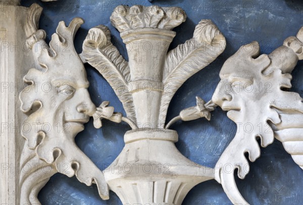 Constance, Minster, west gallery around 1516, masks and animals