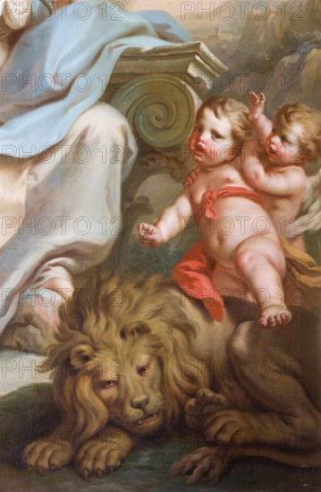 Wall painting by Stefano Torelli: Allegorical figures of the virtues of the councillors
