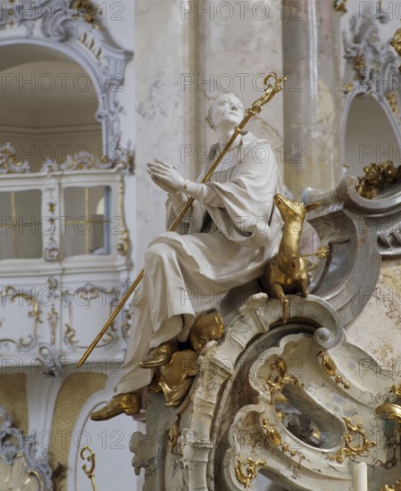 St Egidius at the altar of grace. The Vierzehnheiligen Basilica near Bad Staffelstein in the