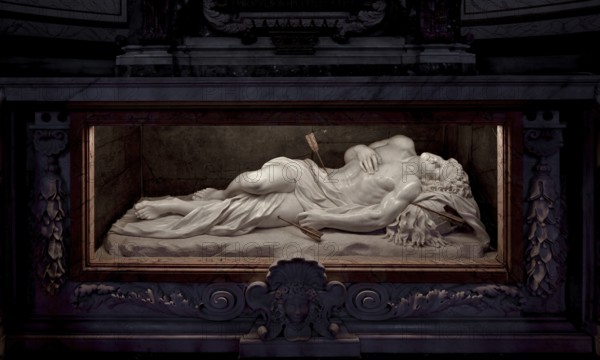 Reclining figure of St Sebastian, St, Saint, Saint