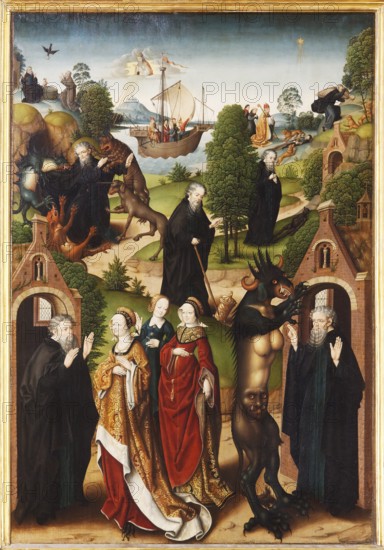 Altar of St Anthony in the north aisle, centre section, The Temptations of St Anthony, St, Saint,