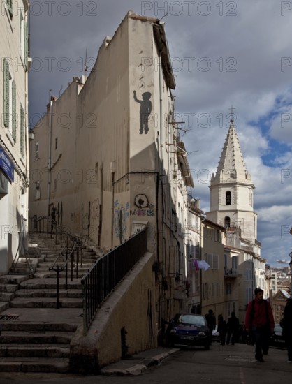 On the right, tower of the no longer existing church of Notre-Dame-des-Accoules, St., Saint, Saint