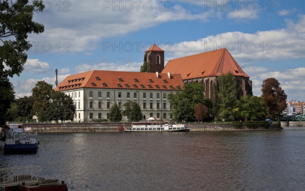 View from south-east, located on the sand island, on the left former Augustinian abbey, today part