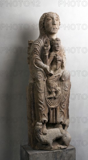 Romanesque Mother of God with child, St., Saint, Saint