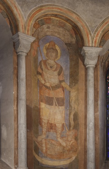 Romanesque fresco in the choir apse, St., Saint, Saint