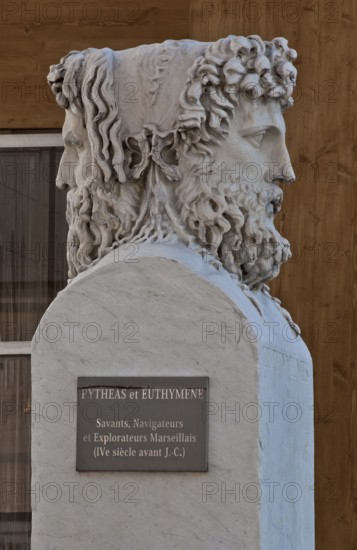 Janus-headed bust for the Marseilles scholars, navigators and explorers in the fourth century BC,