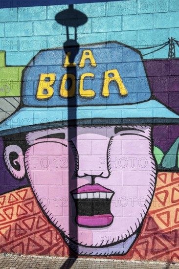Mural complex at the entrance to the La Boca neighbourhood, Buenos Aires, Argentina, South America