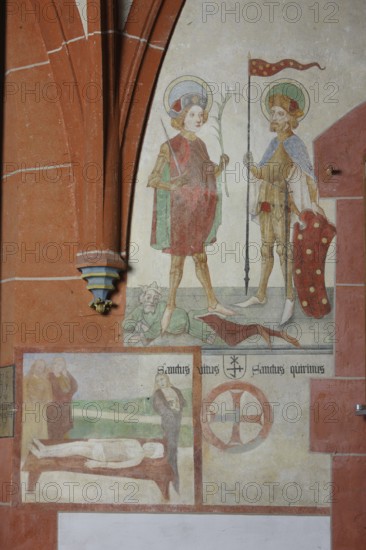 South aisle, frescoes in the 2nd bay, apostle cross, St Vitus, St Quirinus Church of St, Church of