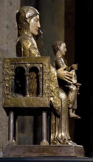 Romanesque seated Madonna, St., Saint, Saint