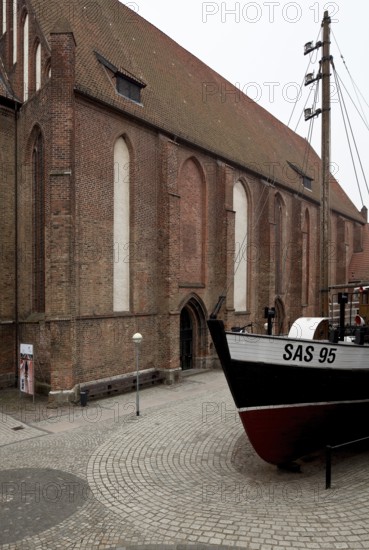 Church from north-east, right fishing boat, St., Sankt, Saint