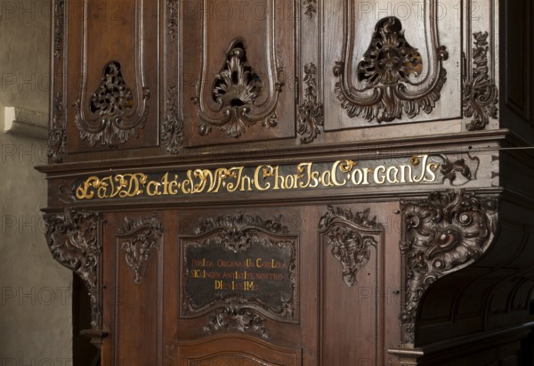 West building, room behind the organ, inscription chronogram of the year 1763, St., Sankt, Saint