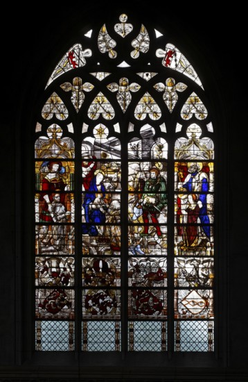 First south-western clerestory window with adoration, St., Saint, Saint