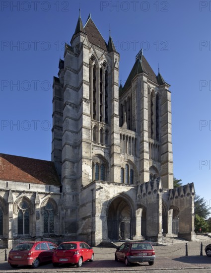 Built 1145-1235, view from south-west with the south tower on the right in 1220 and the north tower