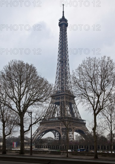 Completed in 1889 by Gustave Eiffel, view from the west from the right bank of the Seine