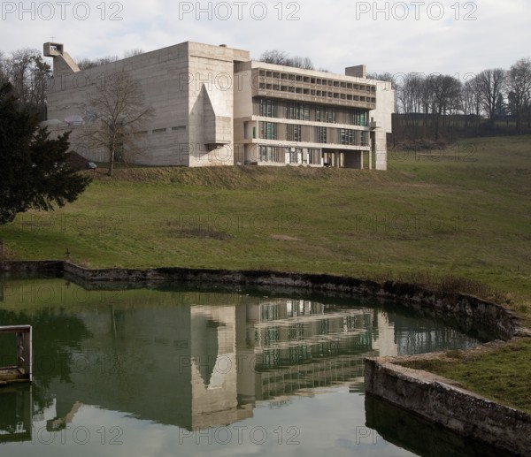 Éveux near Lyon, Sainte-Marie de La Tourette monastery, 1956-1960 by Le Corbusier, exterior view
