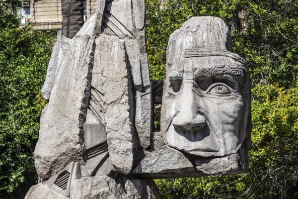 Monument to the indigenous people of E. Villalonos, Plaza de Armas, Santiago de Chile, Chile, South