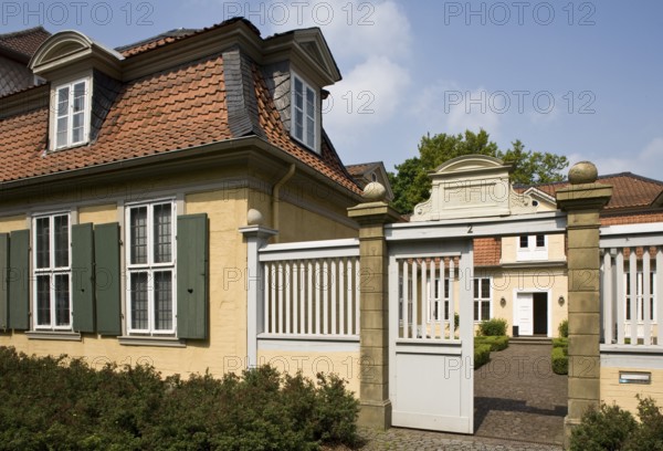 Wolfenbüttel. Lessing House, left pavilion and entrance gate. Gotthold Ephraim Lessing lived in