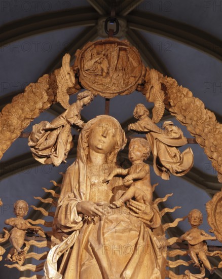 Volkach, pilgrimage church Maria im Weingarten, built in the 15th century. aria in the rosary by