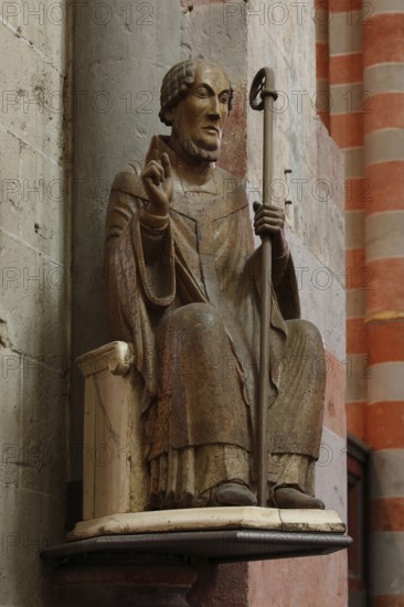 Romanesque St Nicholas figure on the crossing pillar, St, Saint, Saint