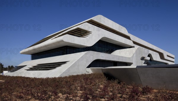 Montpellier, multi-purpose building PIERRESVIVES, built 2006-2012 by Zaha Hadid, view from south
