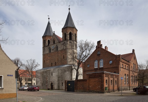 Aken (Elbe), St Mary's Church. Partial view from west-south-west Romanesque pillar basilica. Early