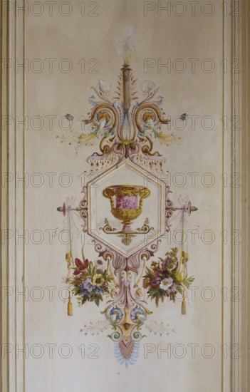 Hall on the upper floor with paintings by Benjamin and Jakob Orth, detail mural, St., Sankt, Saint
