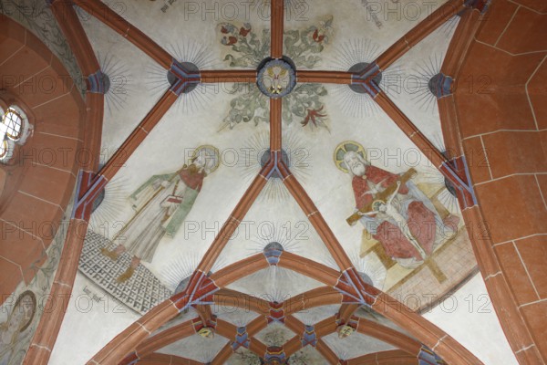 North aisle, frescoes in the west bay, St. Jodokus, mercy seat Church of St., Church of St., St.,