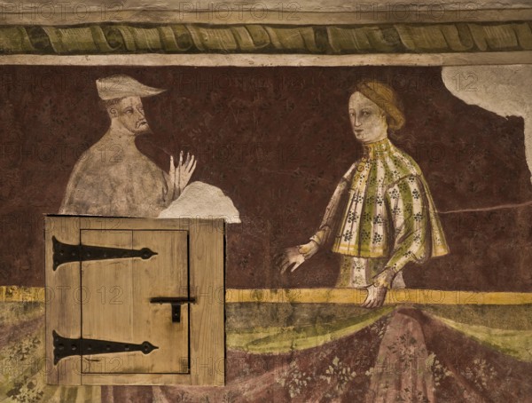 Bolzano, Runkelstein Castle. Secular medieval fresco cycle. Hall of lovers. 1388 - 1410