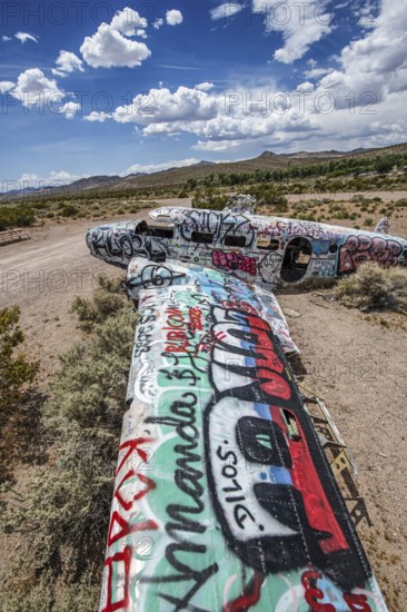 Aircraft wreck near Goldfield, Nevada, USA, North America