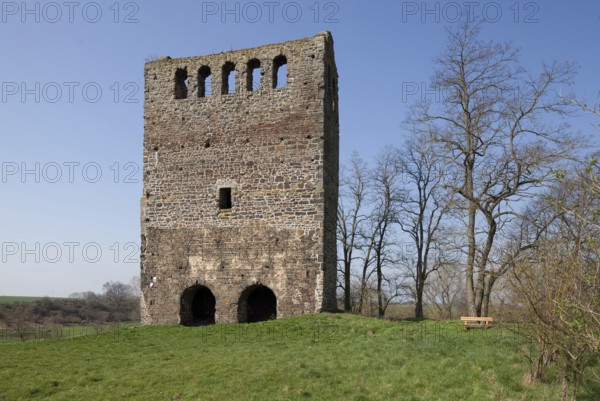 Hundisburg, ruined tower from the north-east of the former church of the village that fell into