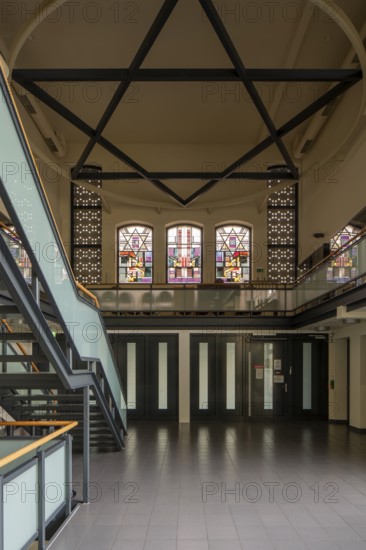 Krefeld, Jewish community centre in Wiedstraße. Entrance hall with reconstructed windows by Jan