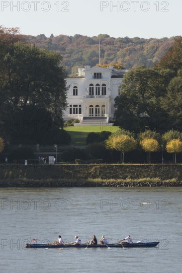 Villa Hammerschmidt, seat of the Federal President in Bonn, view over the Rhine