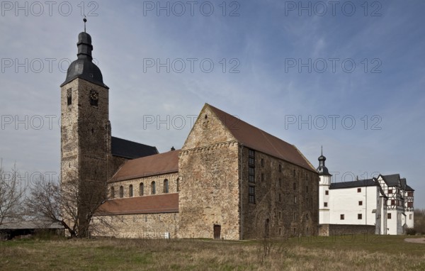 Former castle and monastery complex seen from the south-east, collegiate church on the left, stair