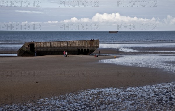 Channel coast with relics of the allied MULBERRY landing party on the sixth of June 1944, so-called