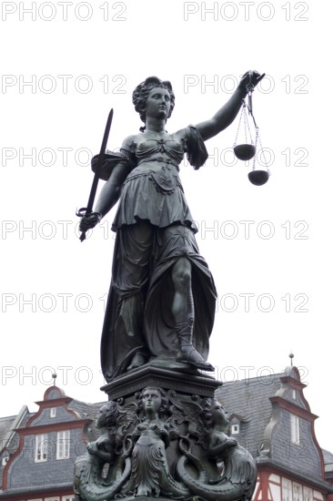 Justitia in Frankfurt am Main, Justice, Judgement, Scales, Balance, Jurisdiction, Judiciary