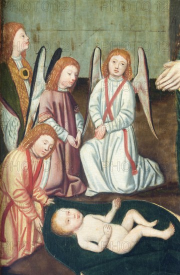 Panel of a winged altar from St Catherine's Church, Lübeck, c. 1500, Adoration of the Child, St,