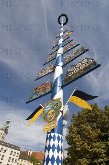 Federal Republic of Germany, Bavaria, Munich, Maypole at Viktualienmarkt