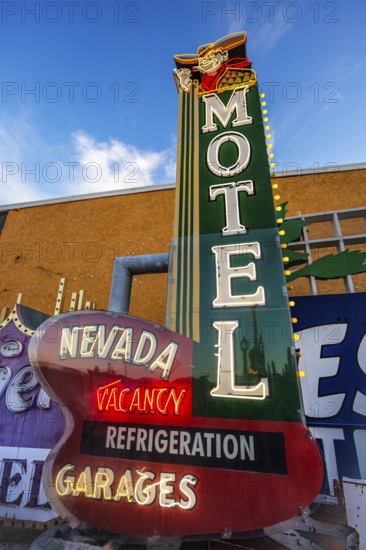 Nevada Motel, old neon sign, Boneyard, Neon Museum, Las Vegas, Nevada, USA, North America