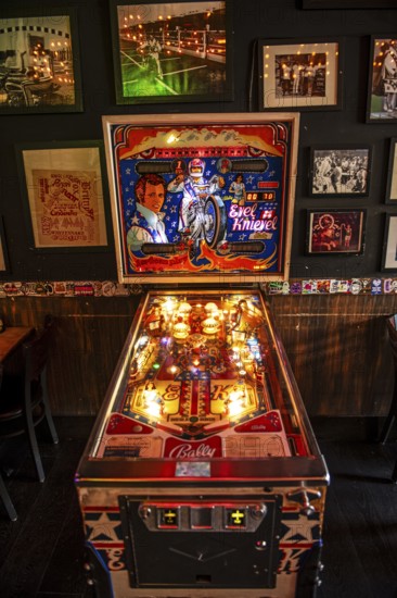 Evil Knievel pinball machine in the Evel Knievel Bar Las Vegas, Nevada, USA, North America